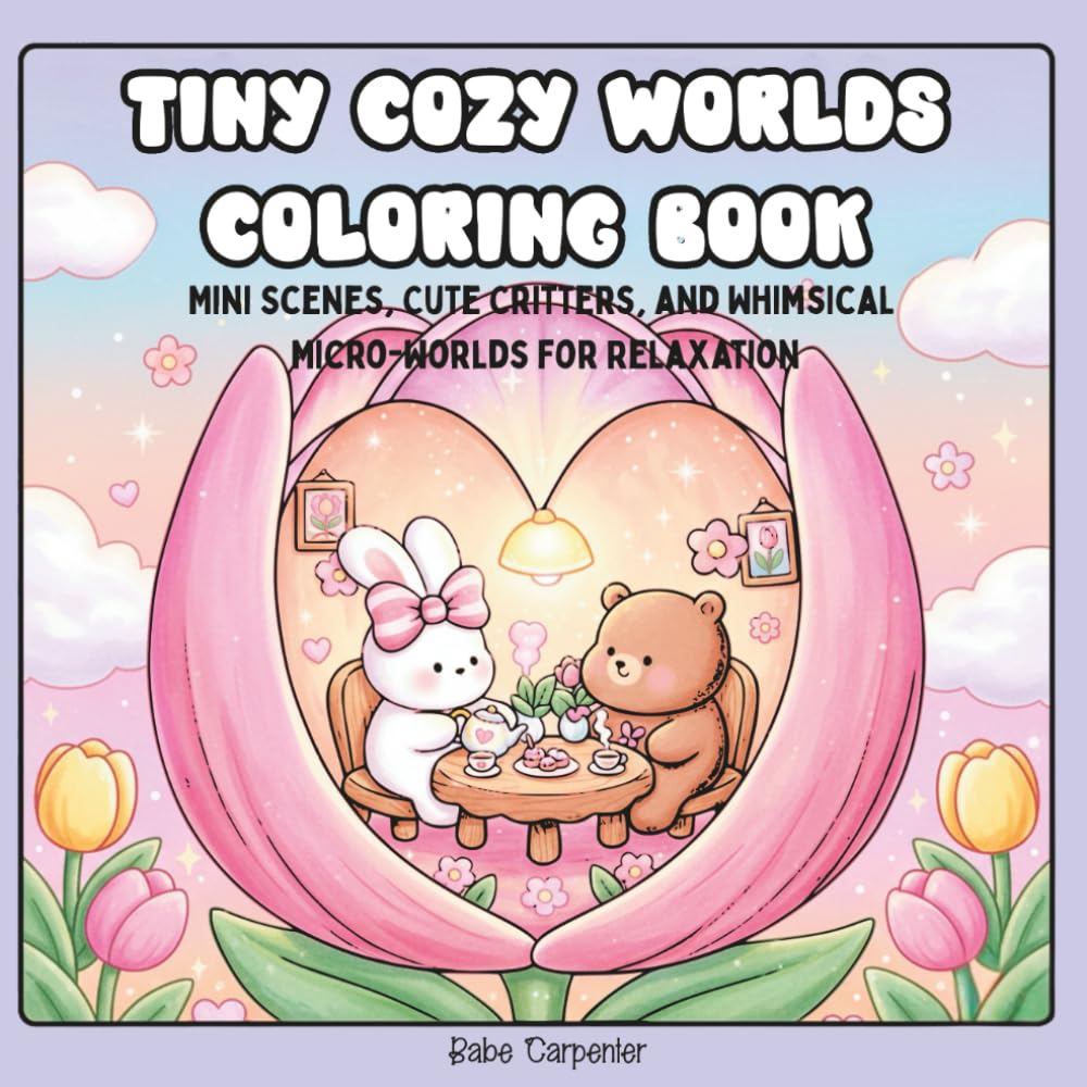 Tiny Cozy Worlds Coloring Book: Mini Scenes, Cute Critters, and Whimsical Micro-Worlds for Relaxation