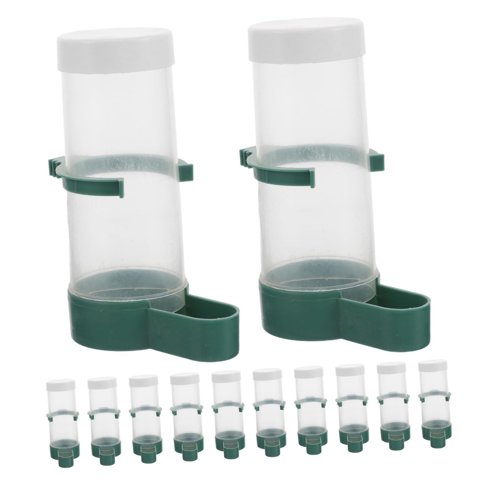 INOOMP Dispensador Automático de Comida para Pájaros 20 Pcs Diseño de Llenado Superior, Plástico Resistente para Jaula y Nido de Periquitos y Cacatúas