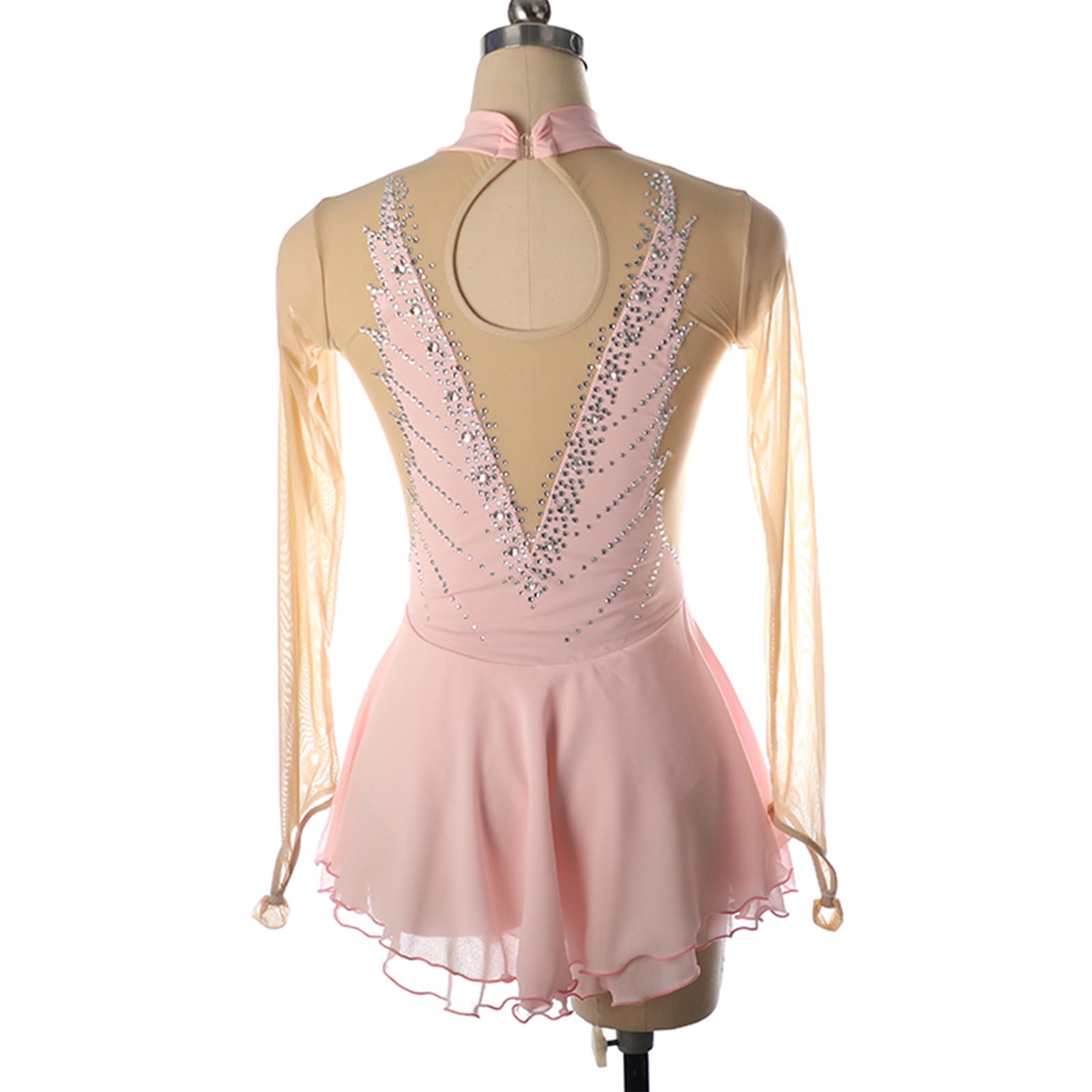 Tanzkleid Mädchen Pailletten Eiskunstlauf Kleid Kinder Langarm Ballettkleid Tanztrikot Mit Rock Kleider Gymnastikanzug Wettbewerb Tanz Kostüme,Grün,S