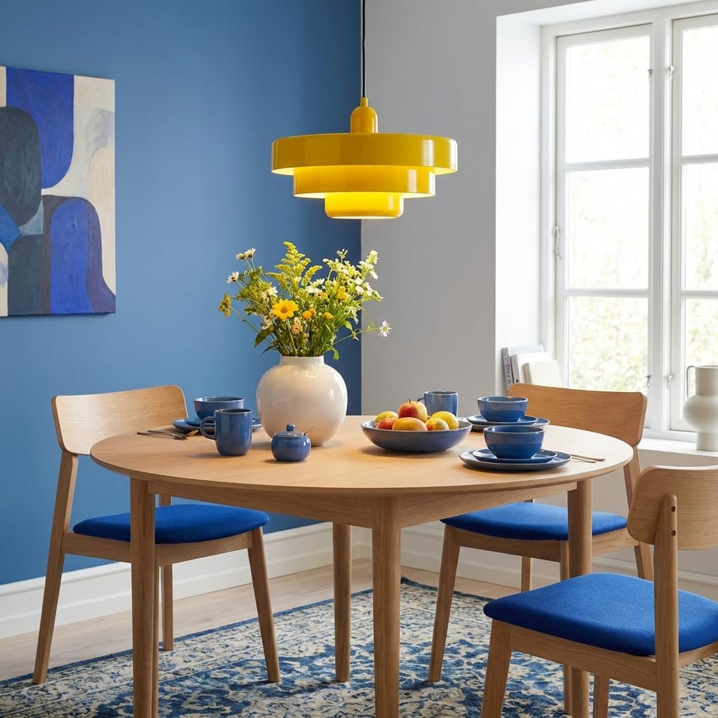 BARCELONA LED Pendelleuchte MACARRON Gelb 3-stufig, Metall Eisen, Bauhaus Minimalistisch, Indirekte Blendfreie Beleuchtung, Klassisch Vintage Modern & Zeitloser Luxus E27