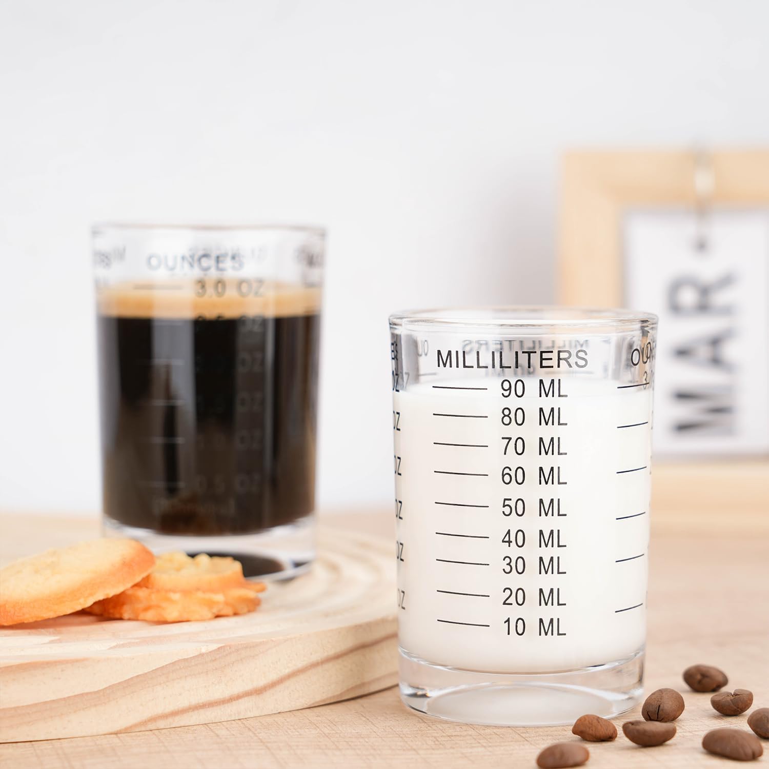 2er Set Messbecher Shotgläser 90ml - Praktische Espresso & Cocktail Messbecher Mit Skala