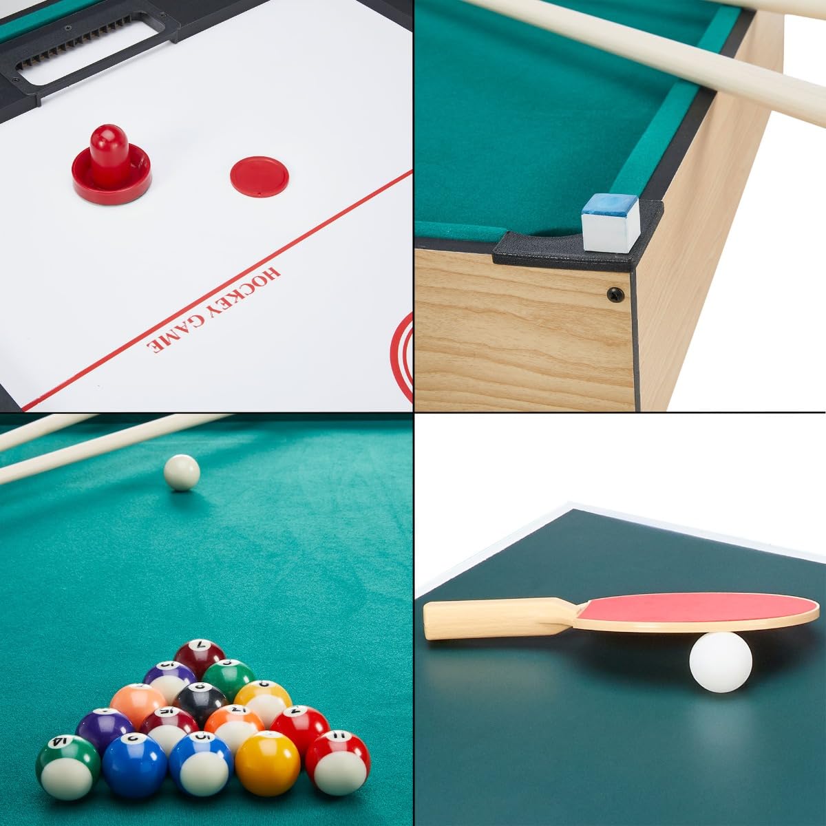 Mesa multijuegos plegable 4 en 1 para adultos – Futbolín – Billar – Ping Pong – Hockey