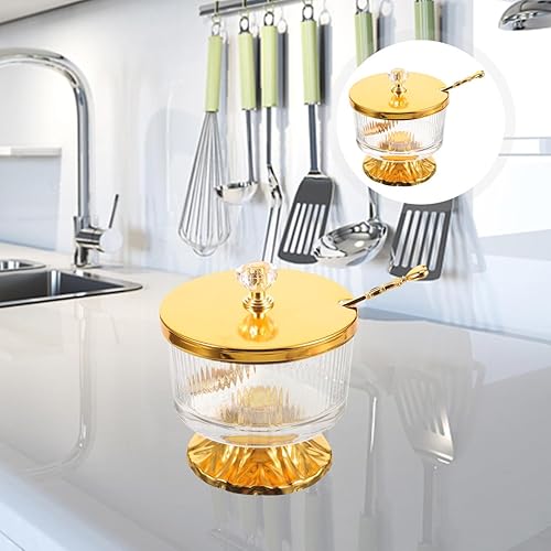 Miniatura 6 de Condimentos Contenedores de galletas Estilo europeo Hogar forjado Azucarero Aleación Crisper Café Azúcar Titular de azúcar Tarro de vidrio