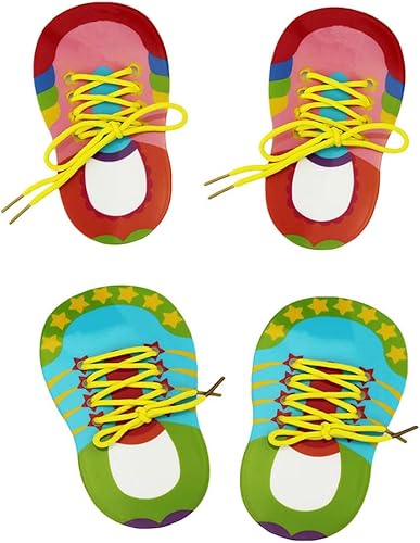 Miniatura 1 de NUOBESTY Aprender a atar zapatos niños cordones roscado juguetes de enseñanza educativa temprana, 4 piezas