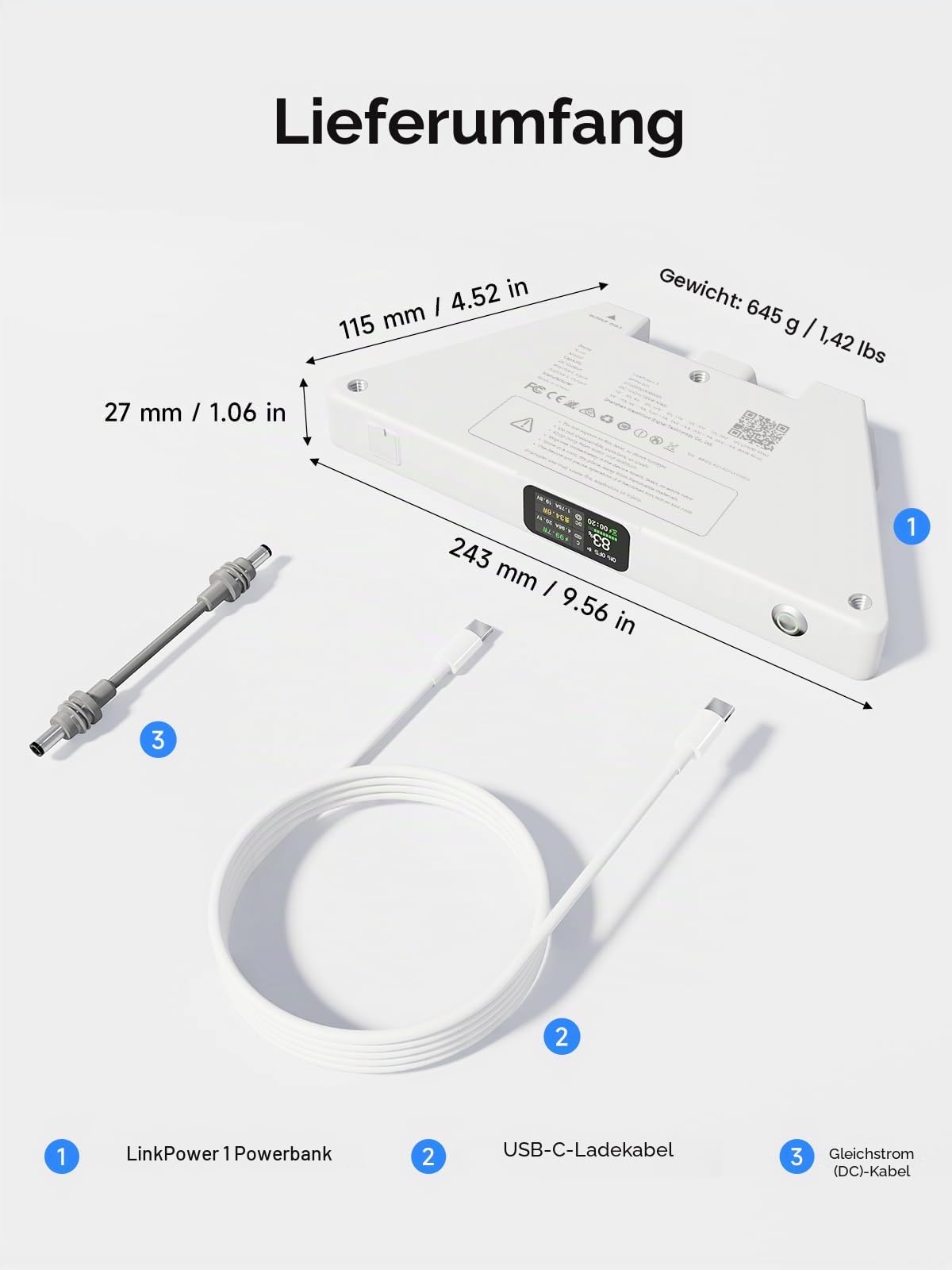 Starlink Mini-Powerbank, 99 Wh, TSA-zugelassener Akku, 4+H Laufzeit | USB-C Bidirektionales Laden, Pass-Through, manuell und Fernbedienung, Smart-Display, IP65 für Outdoor, Reisen, Notfall-Backup