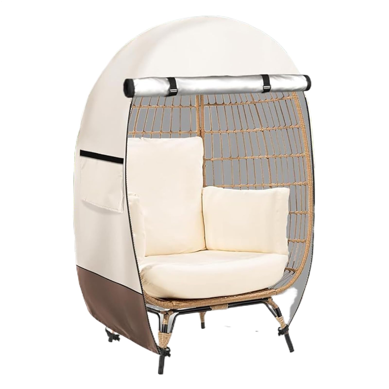 Egg Chair Cover 115x63x140cm Garden Chair Cover With Zipper Oxford Cloth Waterproof Seat Egg Chairs Covers Beige Anti-UV Durable Garden Furniture Protector For Outdoor Furniture