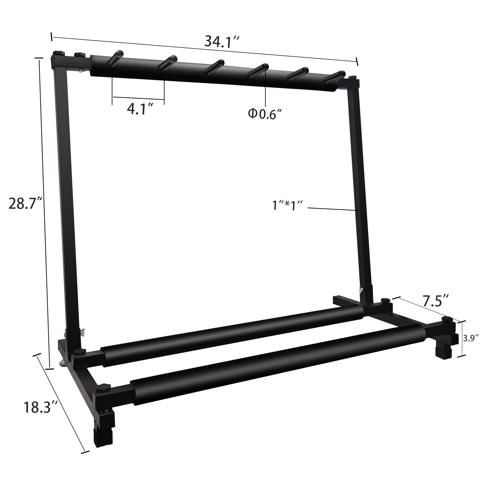 GeeWin Gitarrenständer für 5 Gitarren, zusammenklappbar, für Akustik-, Elektro-, Bass-Display (5 Halterungen)