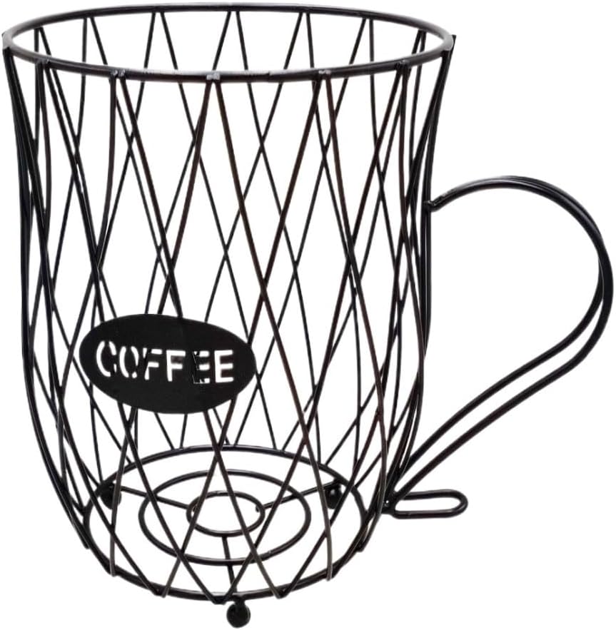 Coffee Storage Creative Beer Cup Shaped Coffee Capsule Wrought Iron Storage Basket Candy Wrought Iron Storage Basket Coffee storage Basket(Black)