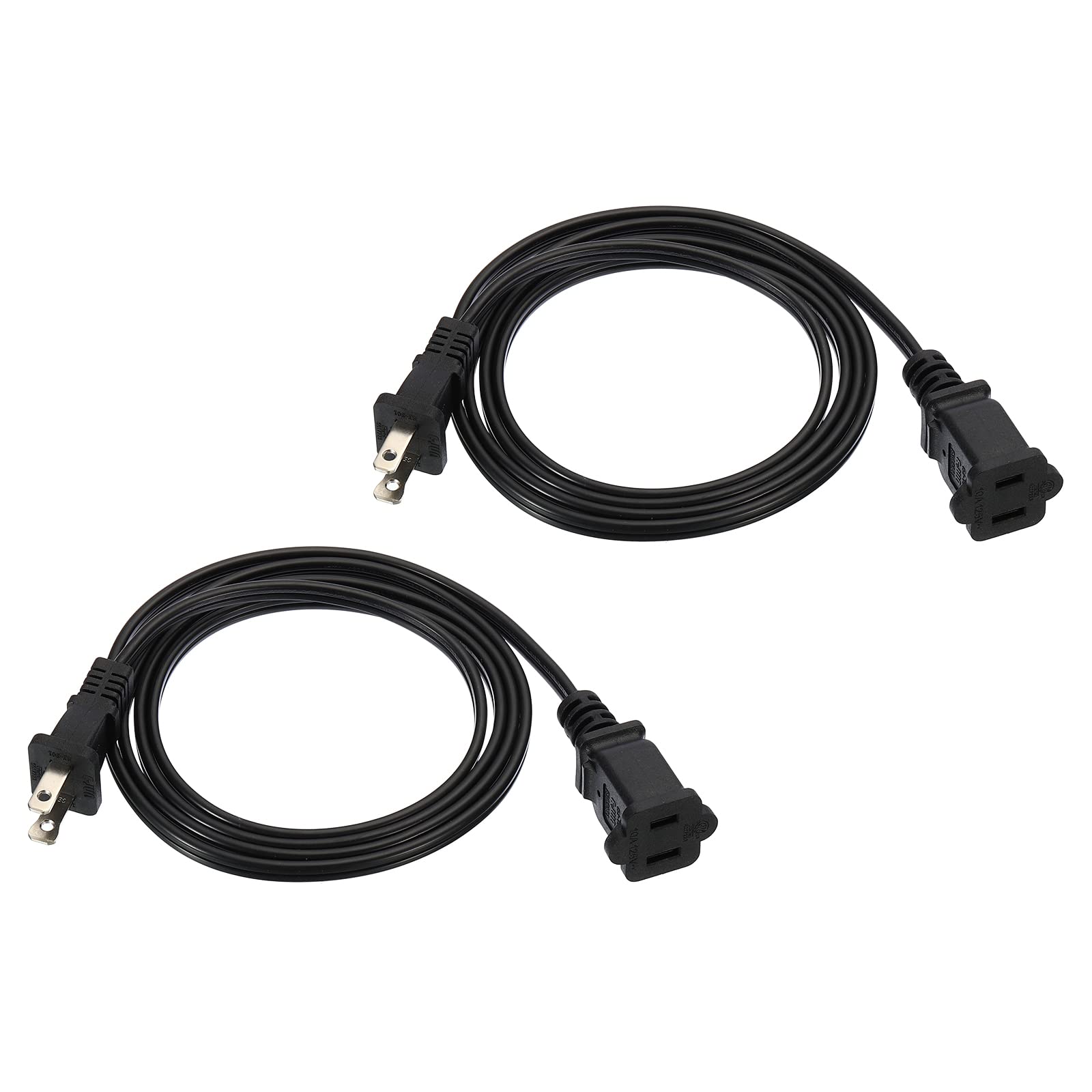 PATIKIL 5Ft Extension Cord, SPT-2 18AWG ETL Listed 2 Pack Black