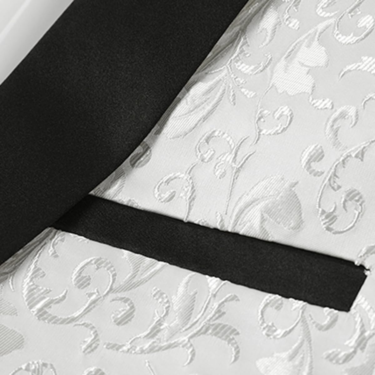 YFFUSHI Traje Jacquard Hombre 2 Piezas 1 Botón Solapas de Chal Boda Gala Lujo Chaqueta Pantalón Pajarita