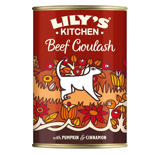Lily's Kitchen Elaborado con Ingredientes Naturales Lata de alimento húmedo para Perros Adultos Goulash de Vacuno 6 x 400g