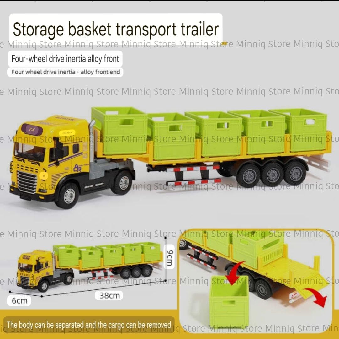 Advisian store 1:24 Cement Mixer 4WD Friction Power Large Transport Truck with Lights and Sounds Alloy Diecast Truck Toy Best Birthday Gift for Kids (Pack of 1) (1:24 Storage Basket Truck) 1