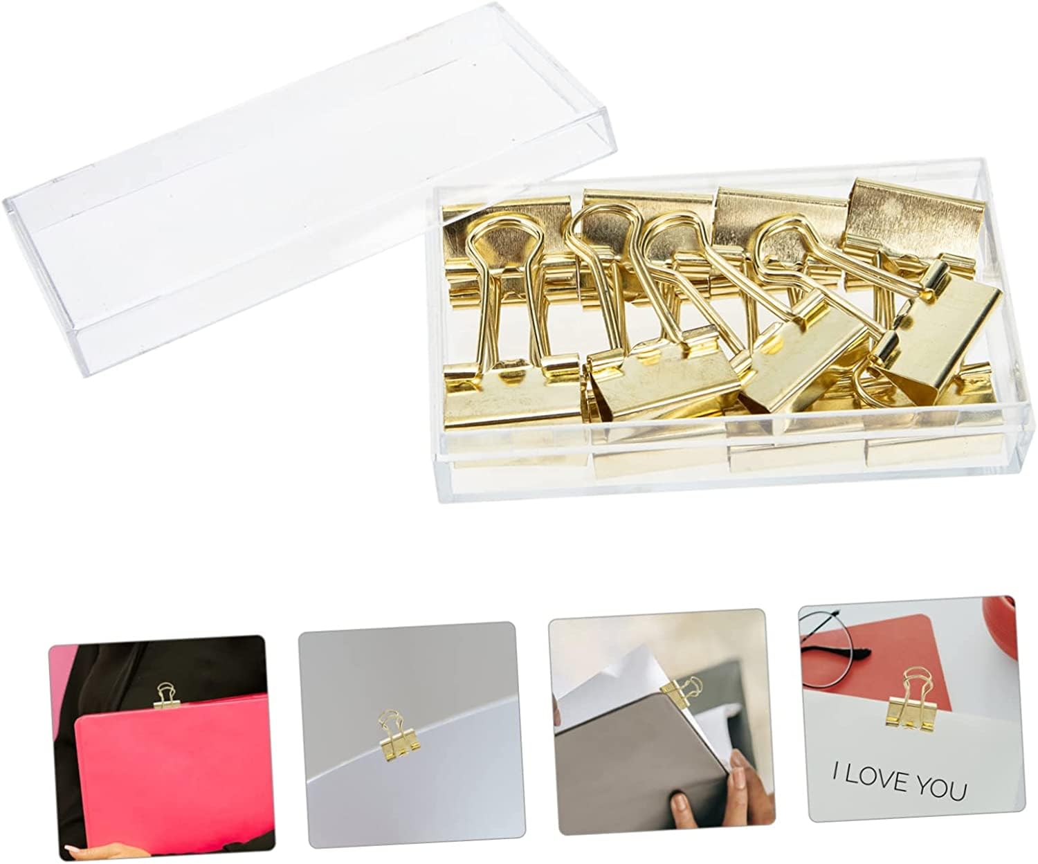 16 sztuk Złoty Ogon Klips Mini Binders Spinacze do papieru Folder Organizer Binder Złote Artykuły Biurowe Zdjęcie