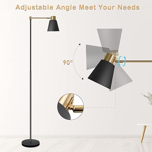 Miniatura 2 de Lámparas de pie industriales, lámparas de pie para salas de estar, dormitorio, sala de estudio y oficina, luz de pie ajustable, lámpara de pie de