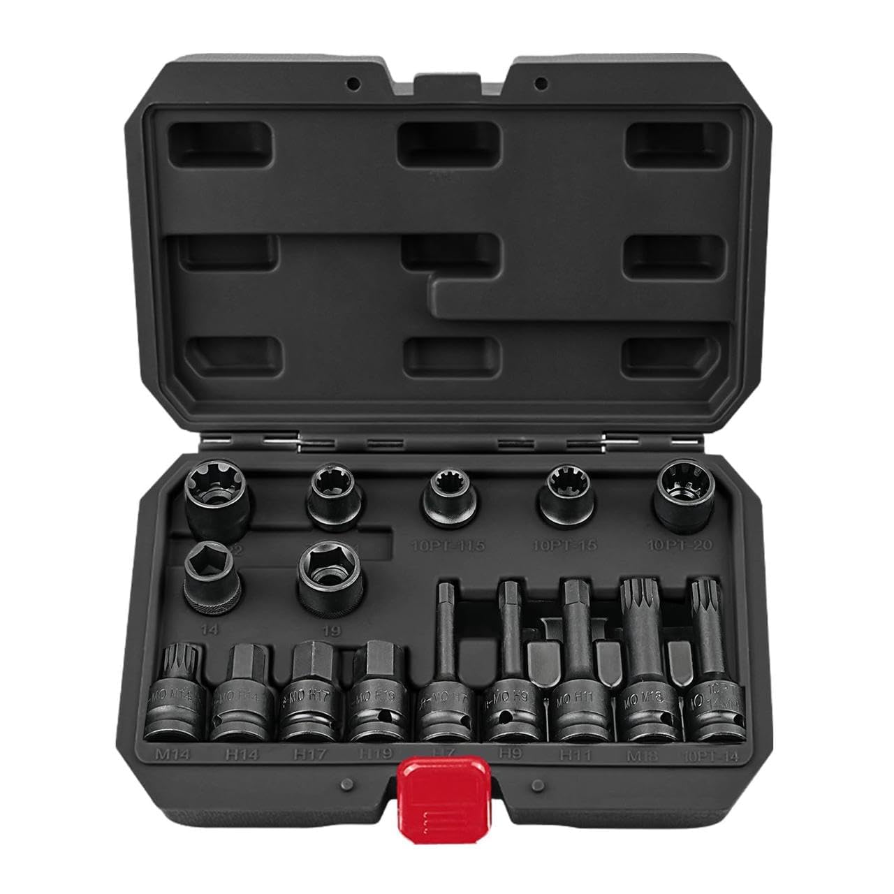 BILITOOLS Douilles Étriers Frein 16 Pièces 1/2 5/7/10 Pans | CR-MO 1/2, profils 5/7/10 pans et hexagonaux pour démontage étrier de frein, compatible avec Audi Porsche VW BMW Ford