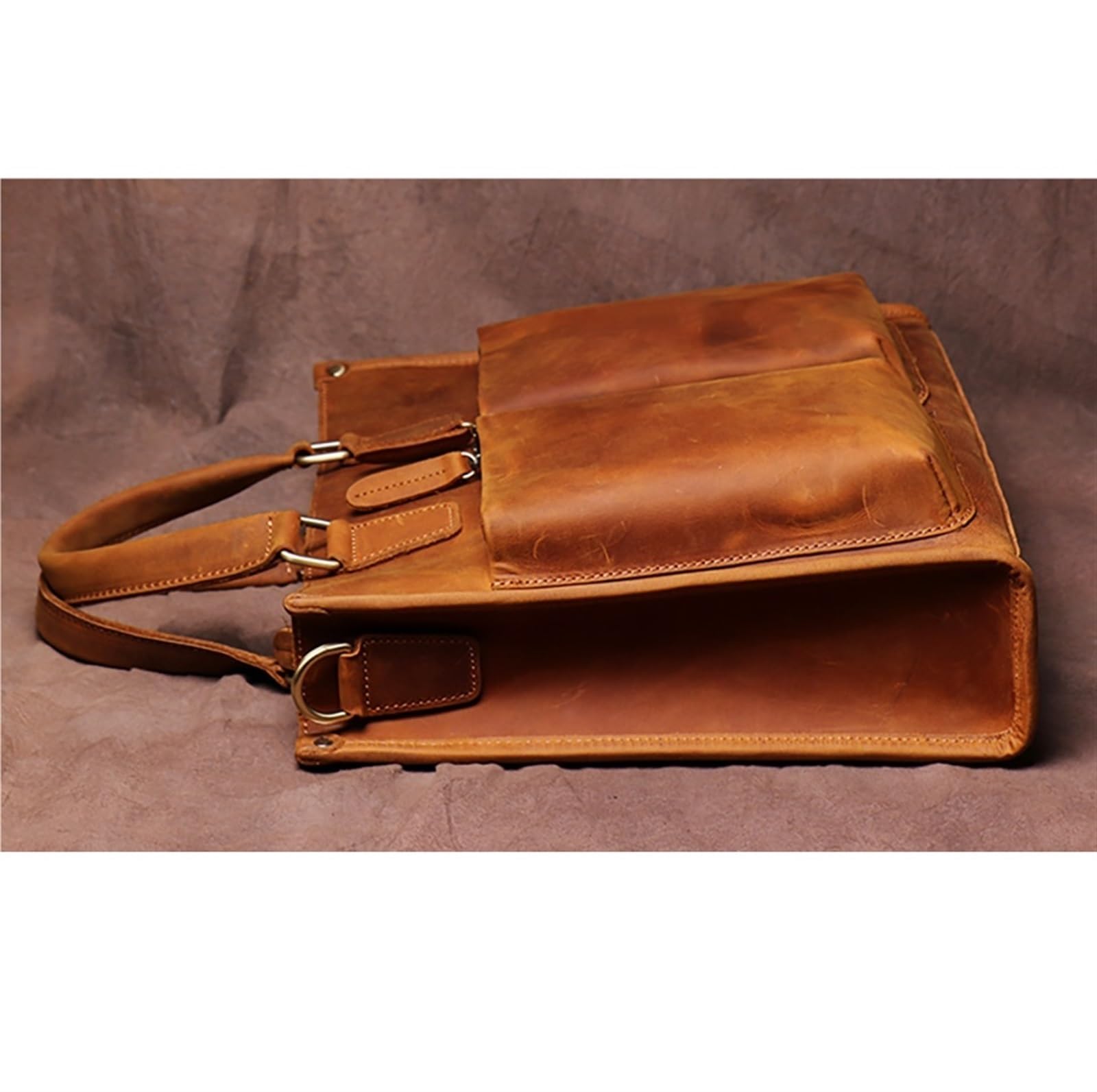 Cartella da Uomo, Borsa, a Tracolla, Lavoro in Vera Pelle, alla Moda for Laptop 16 Pollici,Cartella