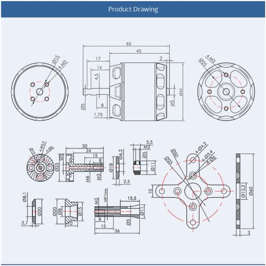 AT3520 Long Shaft KV550 KV720 KV850 Brushless Motor Fit For Range Drones Fixed Wing Uav Drone Accessories(AT3520 KV720)