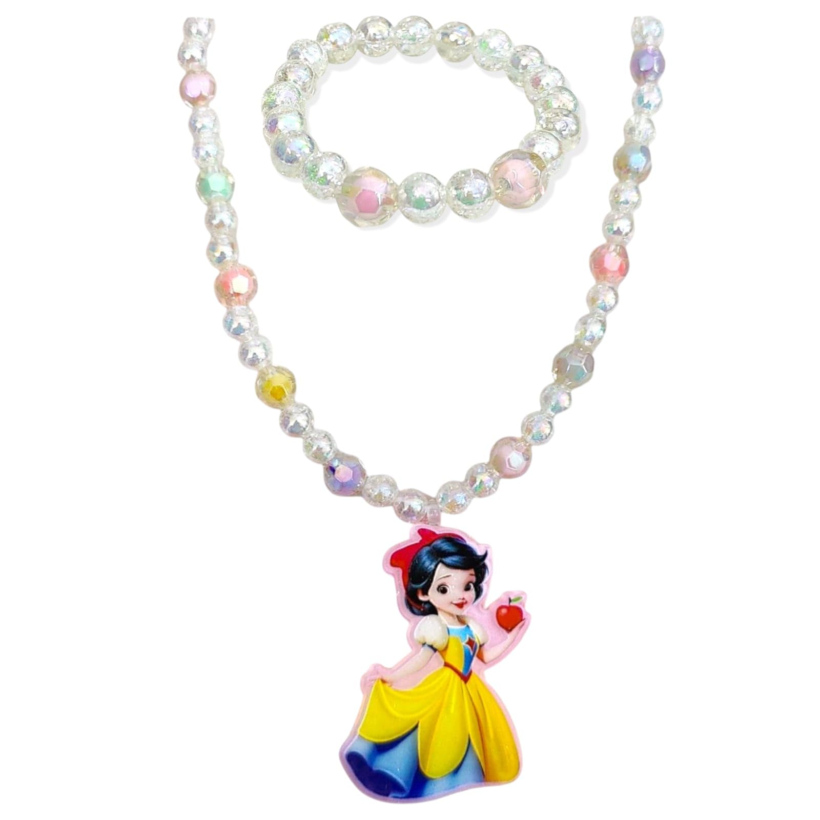 AMYCAUR Girl Princess Pendant Necklace & Bracelet Jewellery Set For kids, Girls | birthdays, parties, and special occasions Jewellery Gifts Set For Little Girl Toddler Random Design 1