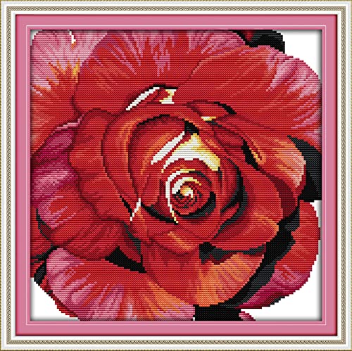 Peinture au diamant 5D fleur rouge kit complet broderie point de croix 30x40