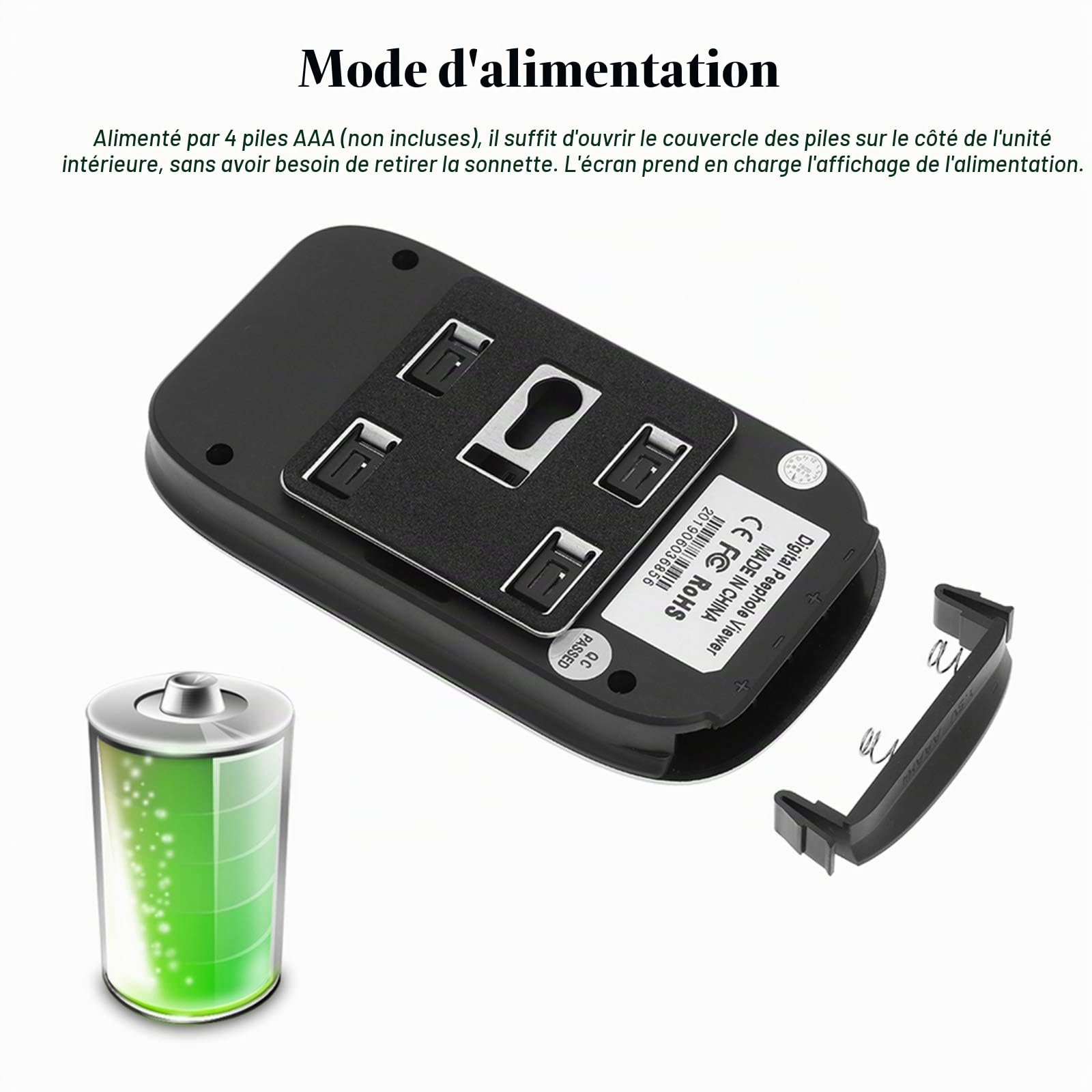 Juicon de porte numérique - 2,8'' - Écran LCD - Vision nocturne - Surveillance de porte numérique Or