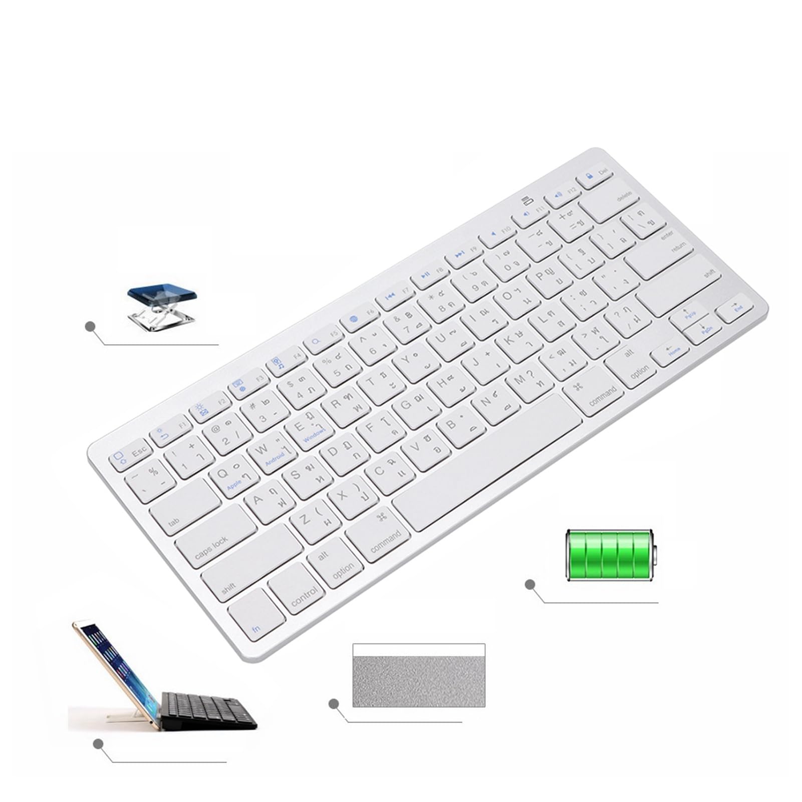 Bewinner Thailändische Ultradünne kabellose Tastatur, 78 Tasten Ultradünne Tragbare Multifunktionstastatur mit Schwebenden Tasten für iOS/Mac/Android/Windows, PC Gaming Tastaturen
