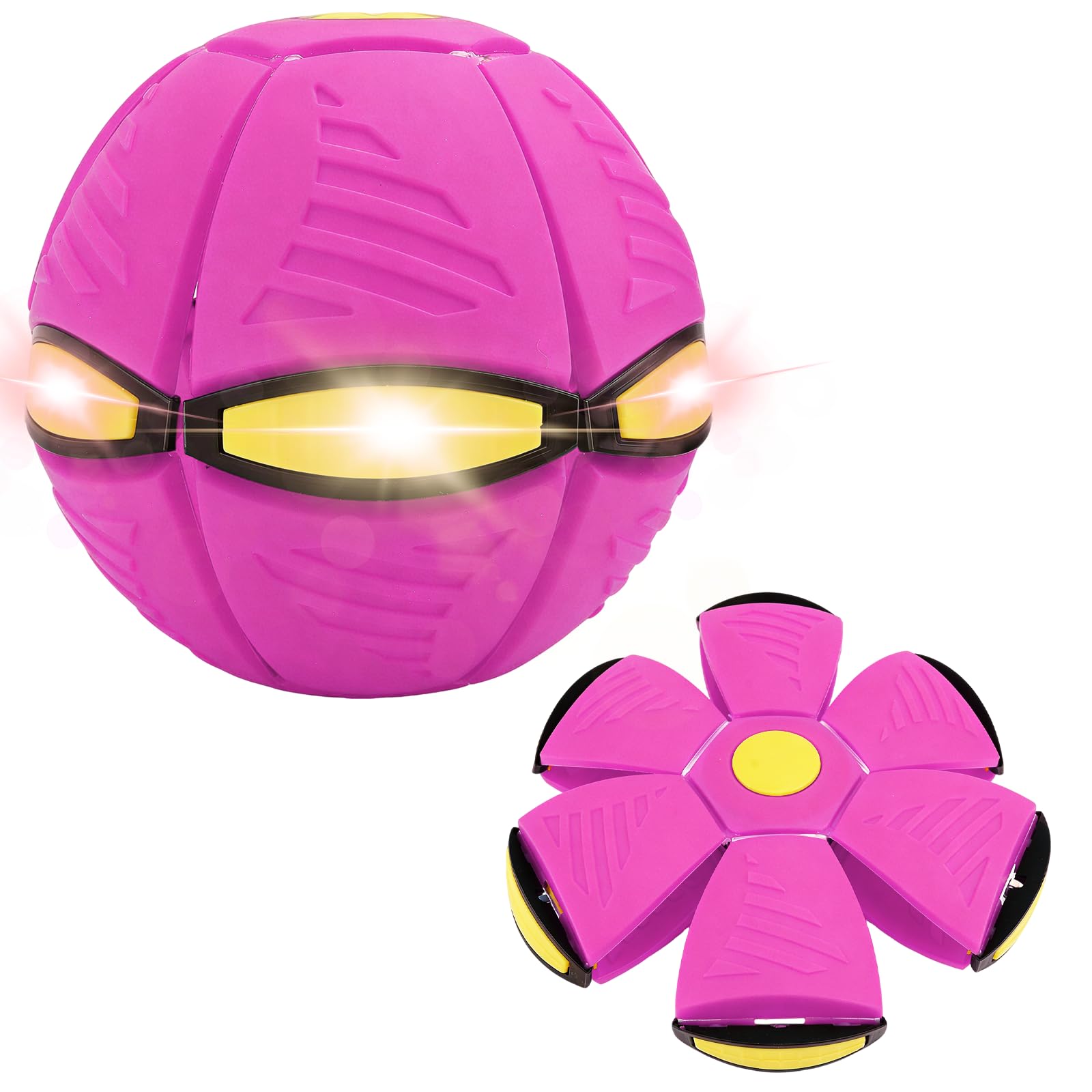 CutitiUU Magic Bouncing Ball,Magic Flying Saucer Bouncy Ball,Family and Pet Interactive Toys, Magic Flying Saucer, Magical Pop Up Metaball with 6 Light,Dual Form Freely Switchable (Pink)