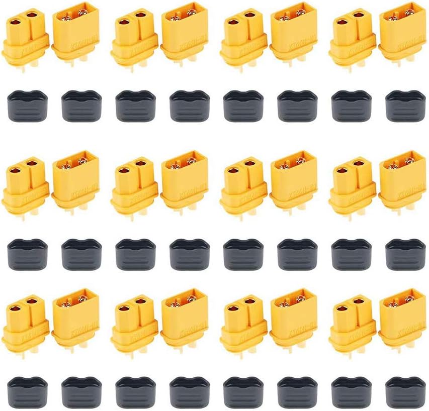 12 Pair XT60H (XT60 Upgrade) Male Female Bullet Connectors Power Plugs with Sheath for Lipo Battery RC Planes Cars