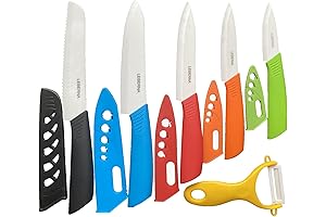Farberware Professional Ceramic Knife Set - 6-Piece Colorful Rust-Proof Kitchen Knives