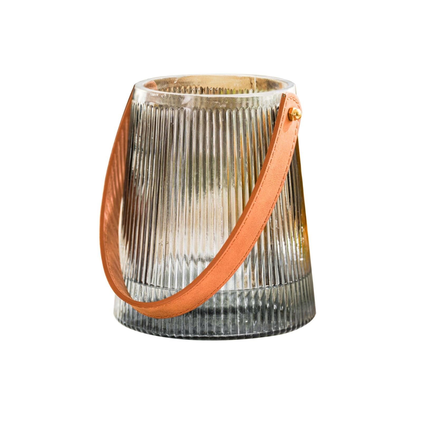 Entryway Decor Glass Vases Fashion Vase With Handle Decoration for Living Room Unique House Gifts(Grey a,H 15.5CM)