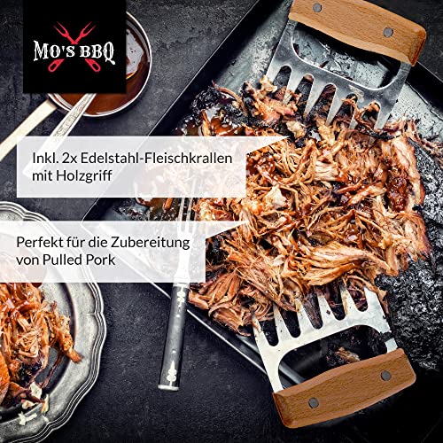 MO’S BBQ Fleischspritze Marinadenspritze aus Edelstahl - (50ml) - BBQ Spritze für Fleisch - Grill Marinierspritze inkl. Fleischkrallen für Pulled Pork