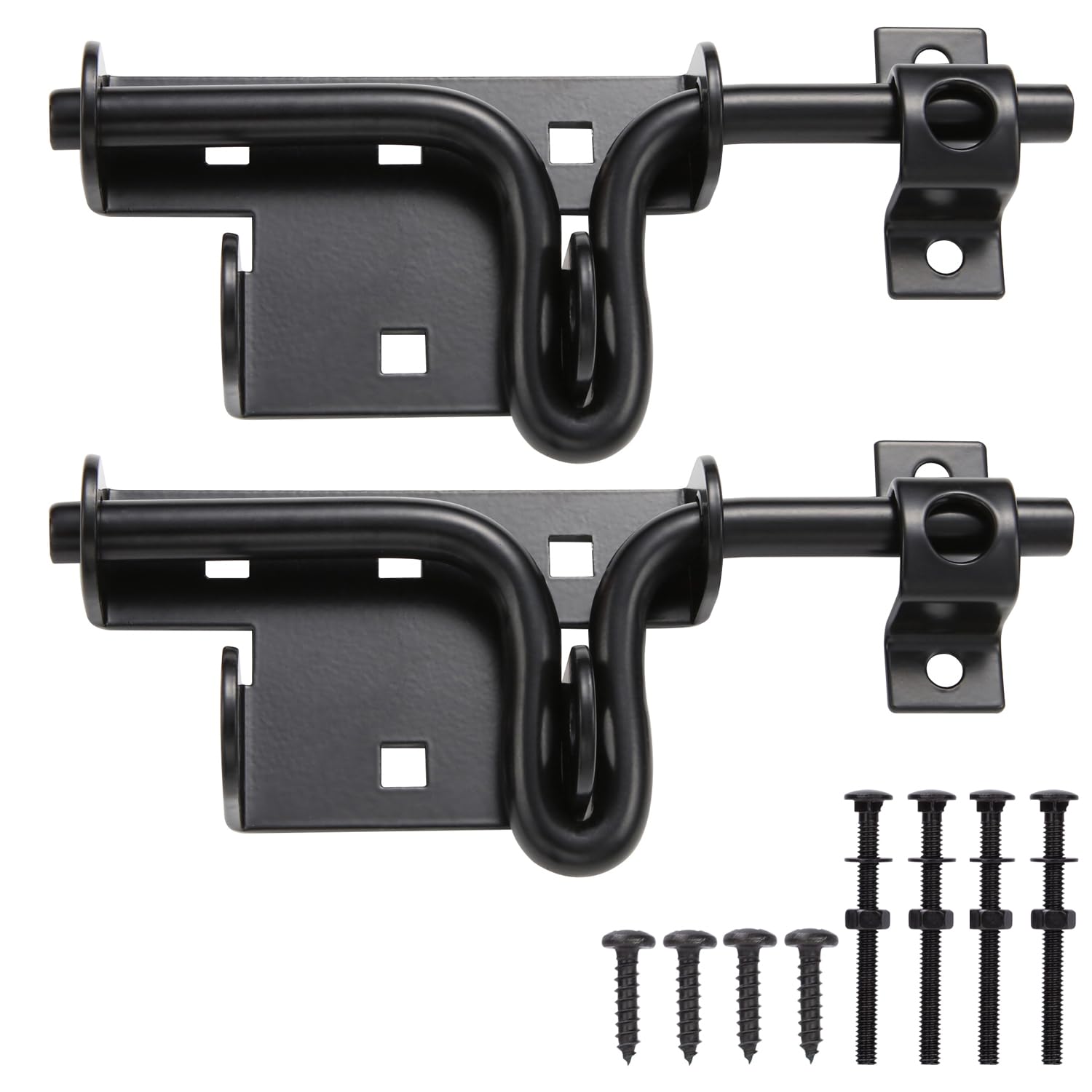 2 Pcs Slideing Bolt Gate Latch,Sliding Bolt Door Lock with Padlock Hole, Heavy Duty Hardware Gate Latch for Wooden Fence,shed Door,Yard Door,Barn Door,Outdoor Latch| Solid Thickened Steel,Black