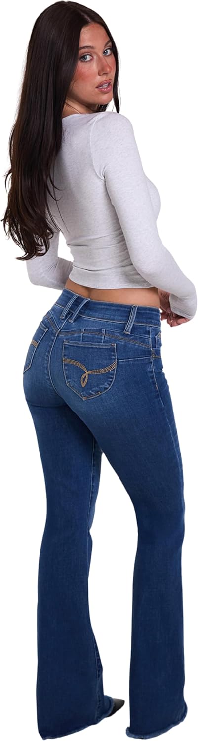 YMI Women´s Wannabettabutt High Rise Super Flare Denim Jeans - Image 5