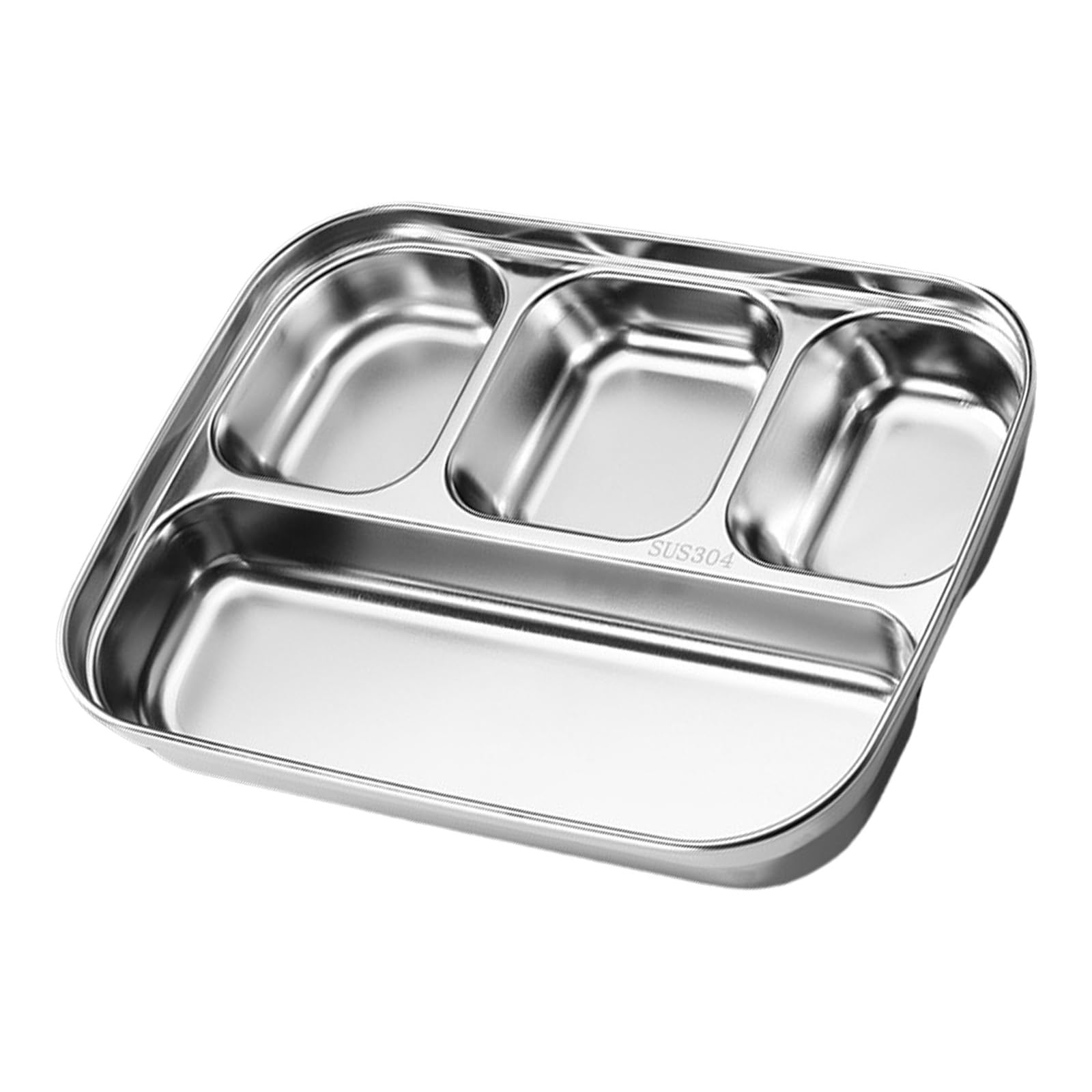 Beimus Sturdy 304 Stainless Steel Meal Tray with Multiple Compartments, Suitable for Picnics and Camping Resistant Dinnerware