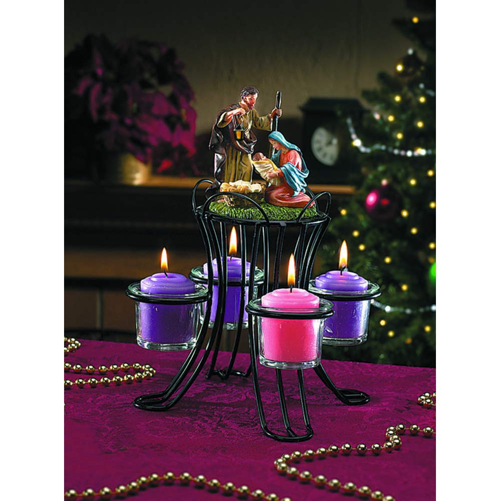 F.A. Dumont Nativity Advent Wreath - Glasses and Candles Included