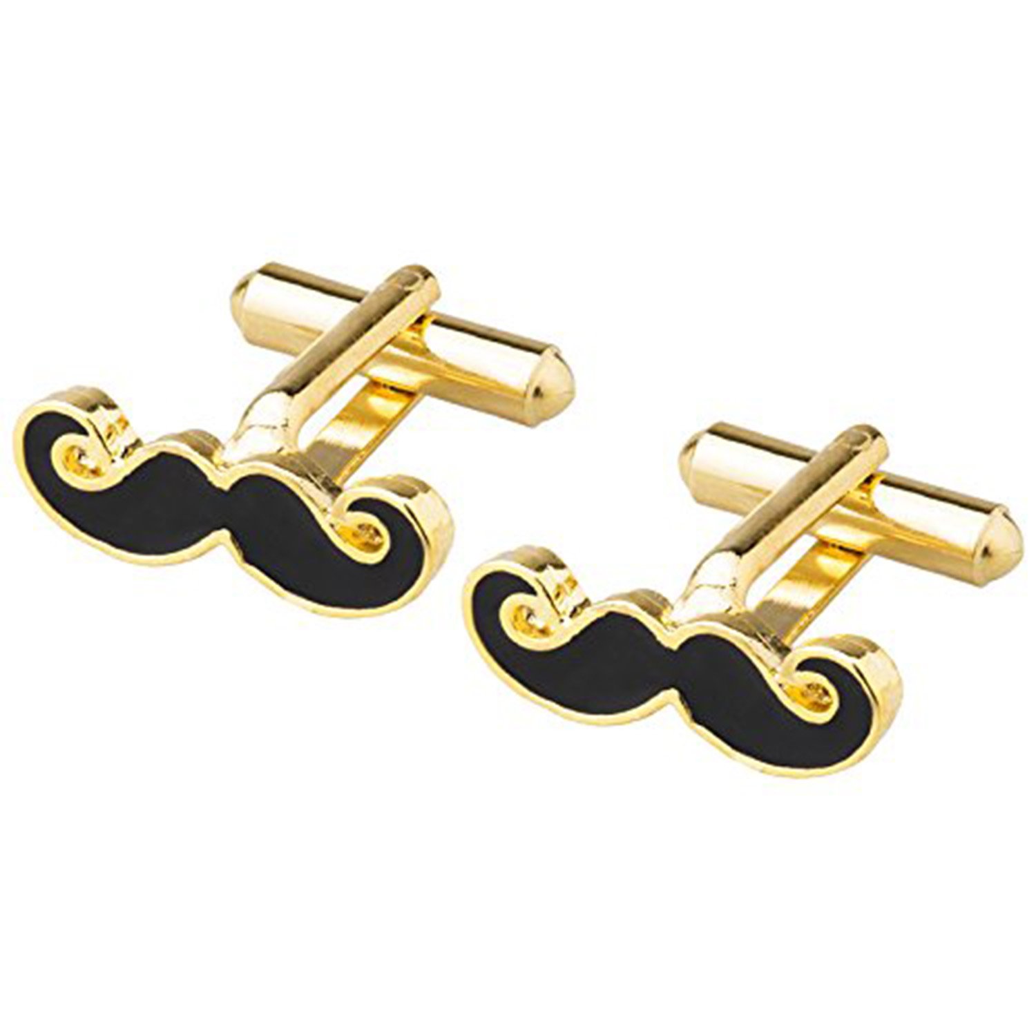 Glossy Moustache Mooch Enamel 18K Gold Office Formal Shirt Blazer Cufflink Pair Men Gift Box-image-27