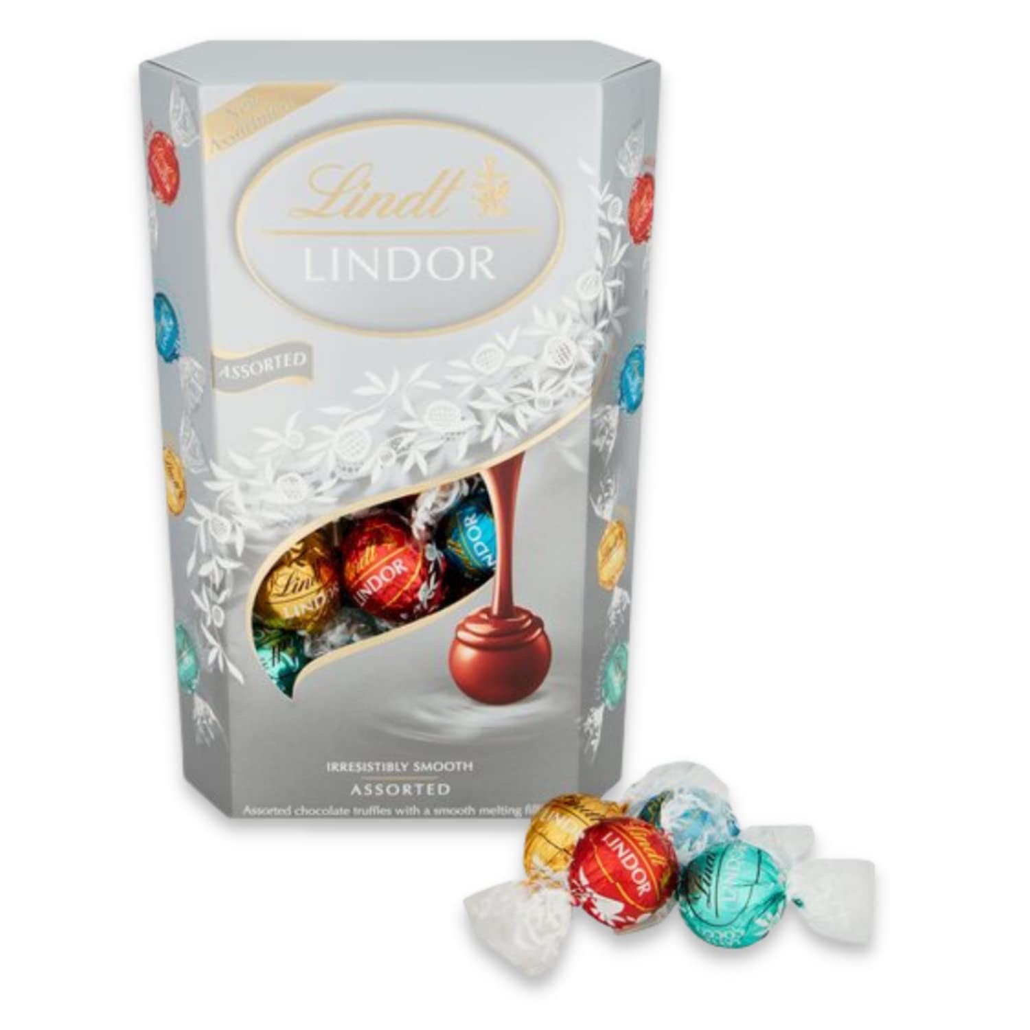 Lindt Lindor Assorted Chocolate Truffles Box 337g | Limited Edition Chocolates Ball Milk White Coconut Salted Caramel | With Retailers® Photo Keychain | Best Gift For Christmas, Family, Friends