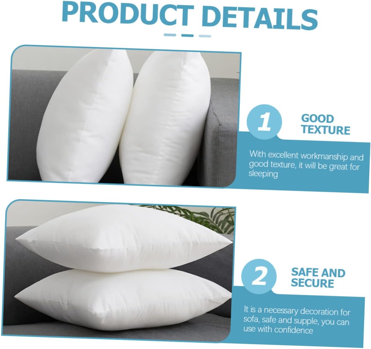 Zerodeko 2pcs Decorative Cushion Inserts Soft Throw Pillow Fillers for Home Office and Boys and Girls Rooms Versatile Pillow Inner for Sofa Bed and More