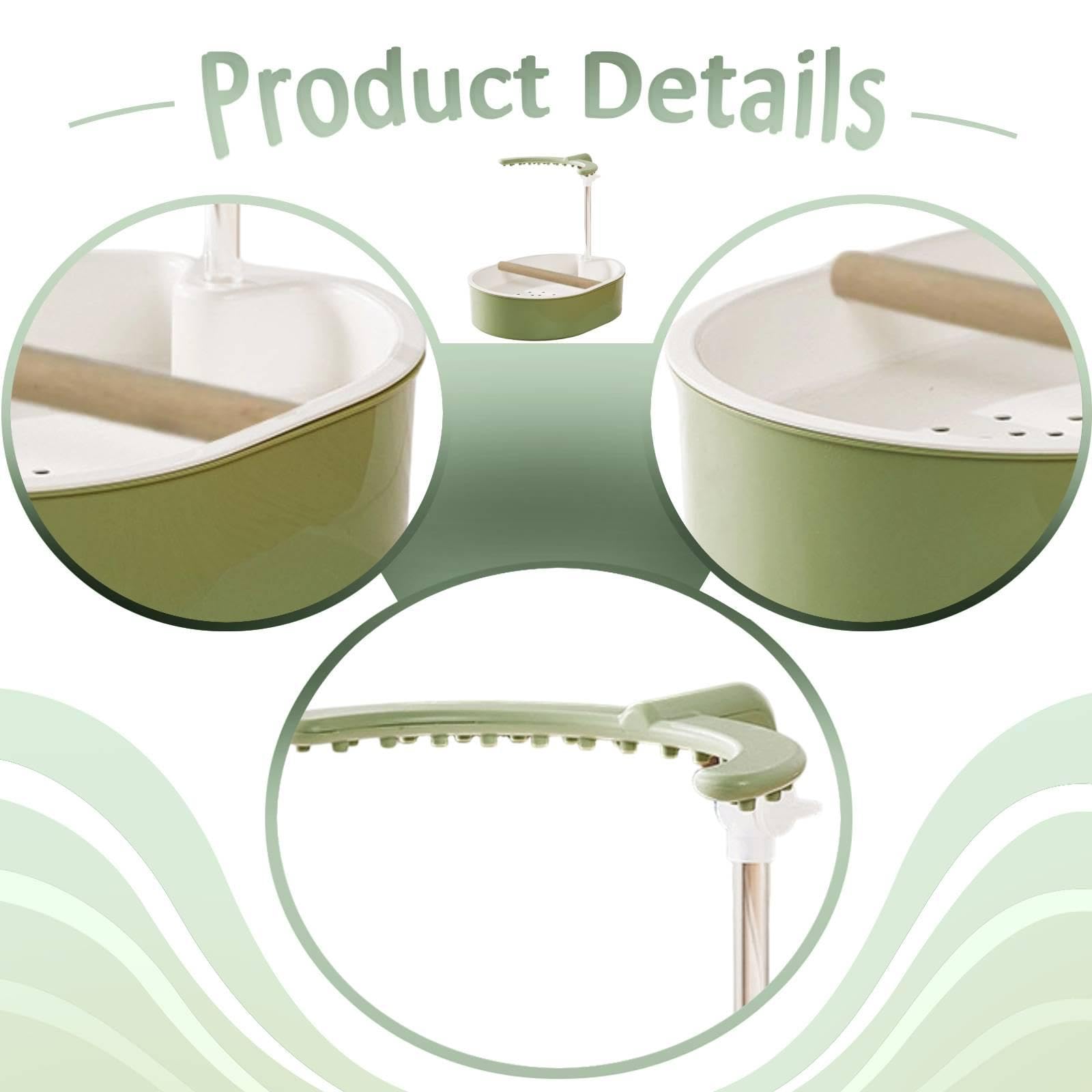 F Fityle Vasca da Bagno Automatica per Uccelli, Accessorio per Gabbia per pappagalli, Facile da installare, Robusta Doccia per Uccelli da Interno per, U Style Green