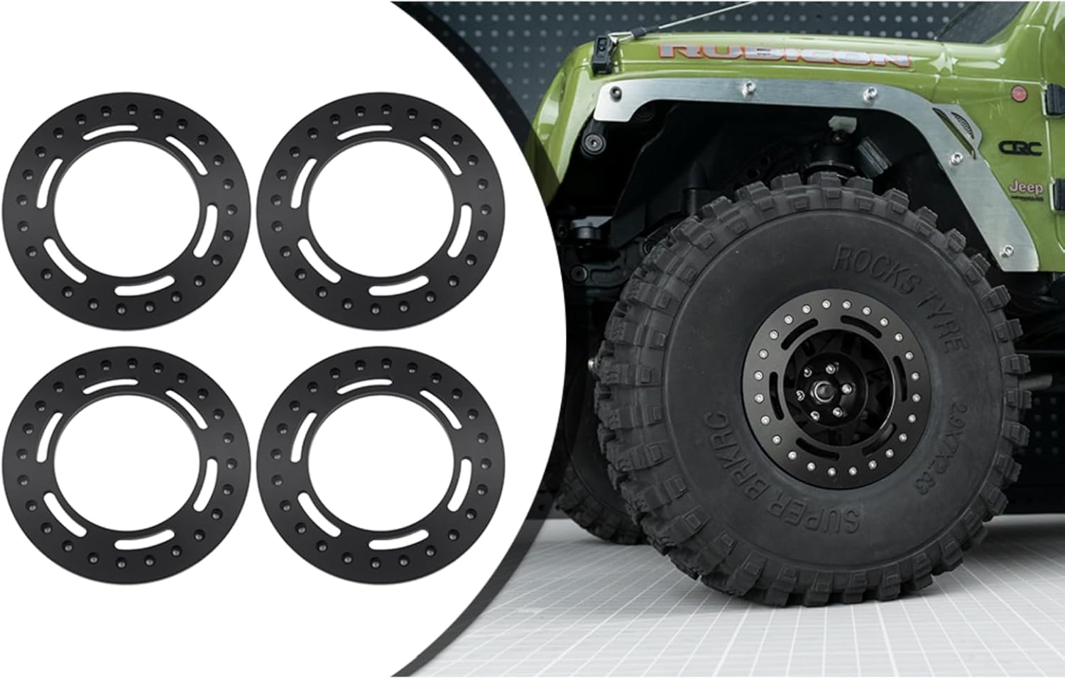 SCX6 Wheel Outer Beadlock Ring 4Pcs 2.9 Inch Wheel Outer Beadlock Ring Aluminum Alloy Reusable 2.9 Beadlock Wheels Replacement Ring for SCX6 AXI05000 AXI05001 RC Car Upgrades (Black)