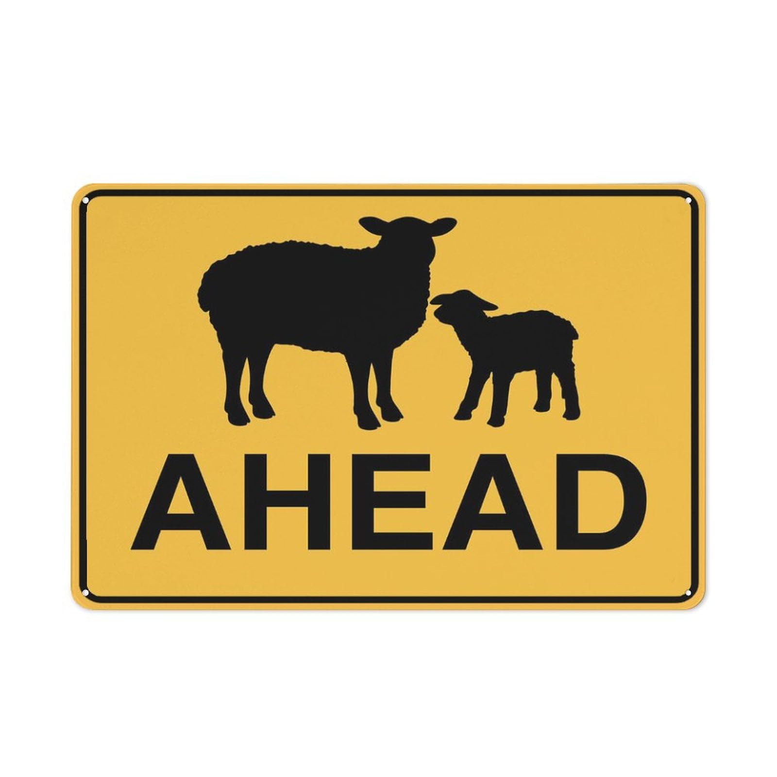 Peiyeety A01 Sheep Ahead Image Sign For Business 8"X12" Rust Free Aluminum Uv Printed,4 Pre-Drilled Holes.durable/Weatherproof