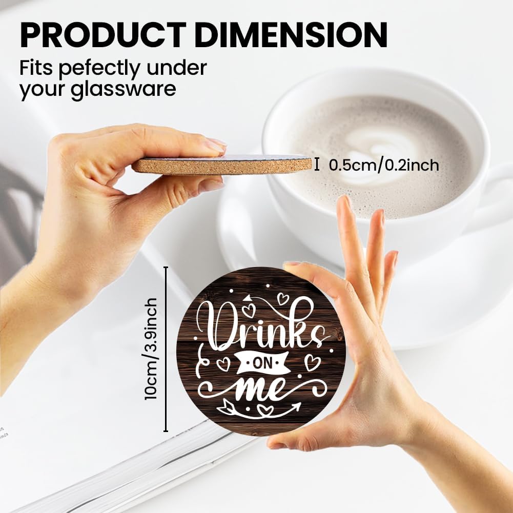 ANATTASOUL Coasters Set of 9 Funny Phrase Pattern Colorful Wooden Coasters Bulk Round Housewarming Gift for New Home, 3.9" Decorative Coffee Table Protection for Farmhouse Bar House Decor - Image 3