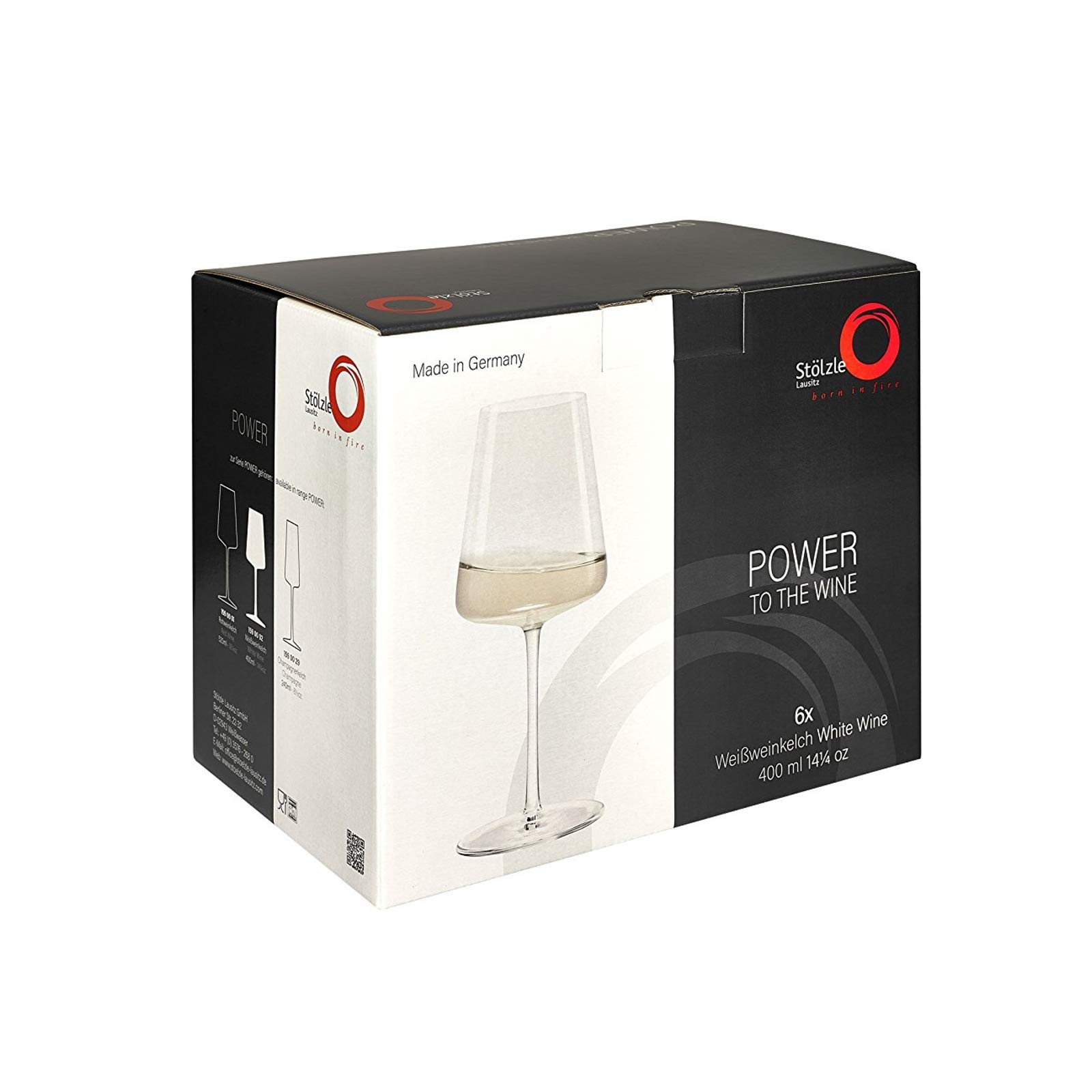 Stölzle Lausitz Weißweingläser Power 404ml 6er Set, mit Eichmarke 0,2l,ideal für Gastronomie, Catering und Hotels