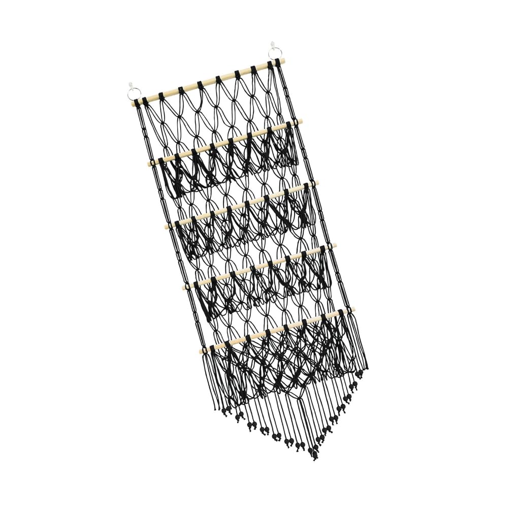 Vdaxvme Hanging Storage Net for Plush Toy Decorative Wood and Cotton Hanging Organiser Storage Holder Rack for Kids' Toy