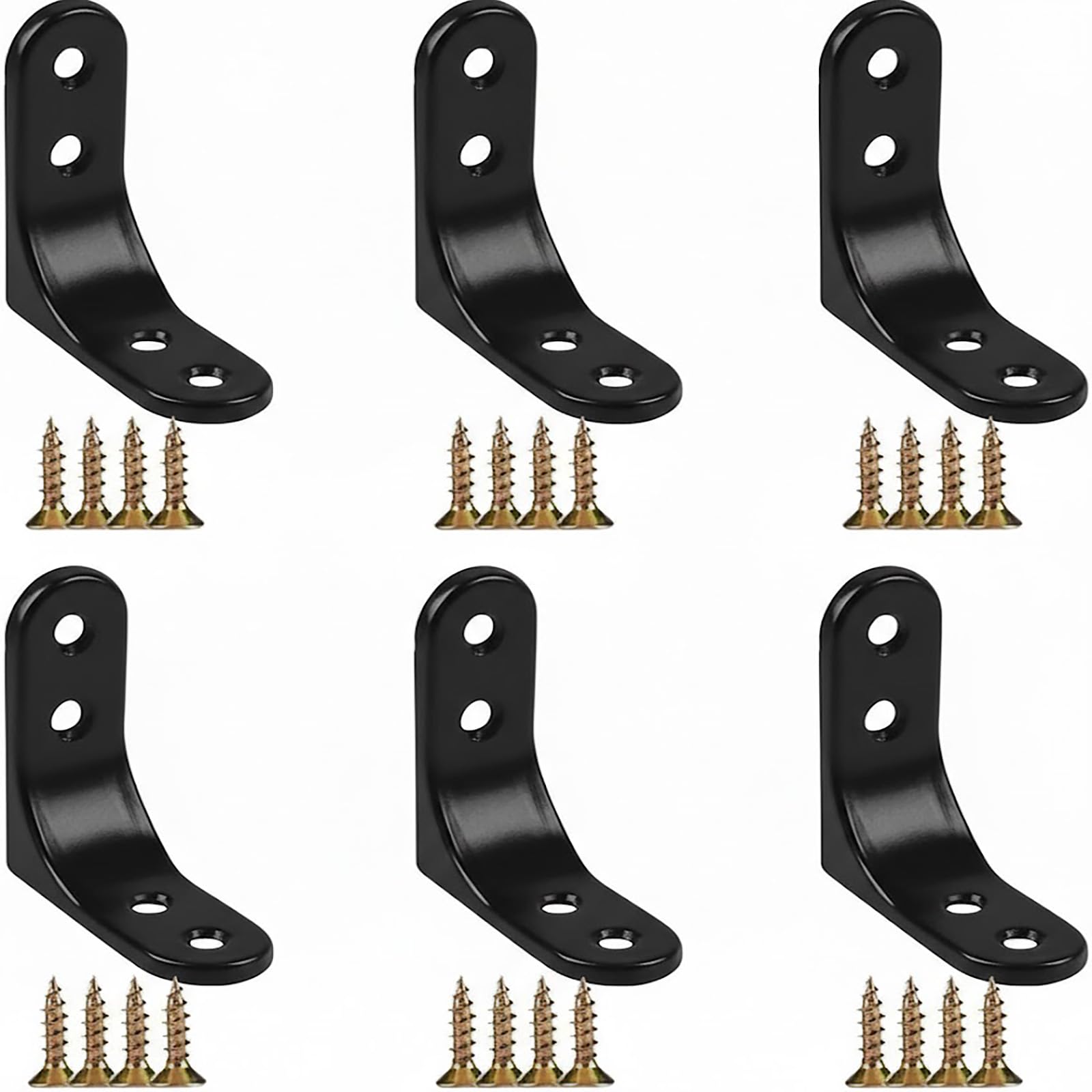 6 Pcs Shelf Brackets, Black Heavy Duty L Brackets for Shelves, Metal Floating Shelf Bracket & Corner Brackets, Wall Brackets for Shelves Home Office Kitchen Wood