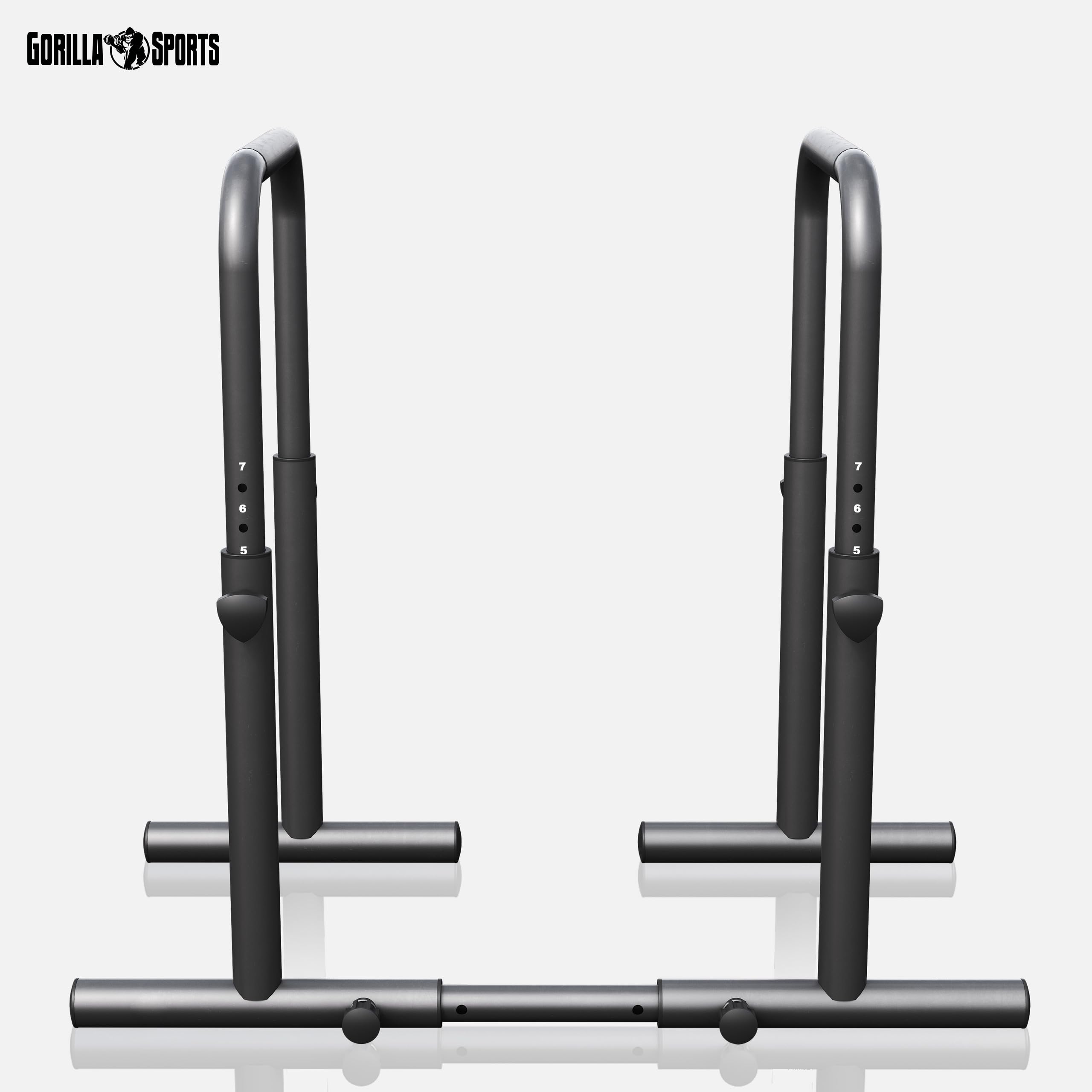 GORILLA SPORTS® Dips Barres Parallèles - Réglable, 80-100 cm, Acier, Antidérapant, Charge Max 500 kg, Noir - Station Dips, Traction Musculation, Barre Tirage, Materiel Sport Maison