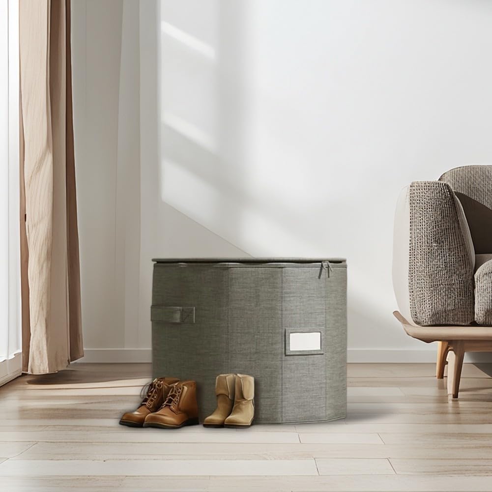 Organizer per scarpe rotondo – Scatola per scarpe cilindrica pieghevole con 8 scomparti, robusta fino a 40 kg, salvaspazio per scarpe da ginnastica e stivali, in poliestere, grigio, 33,5 x 36 cm, per