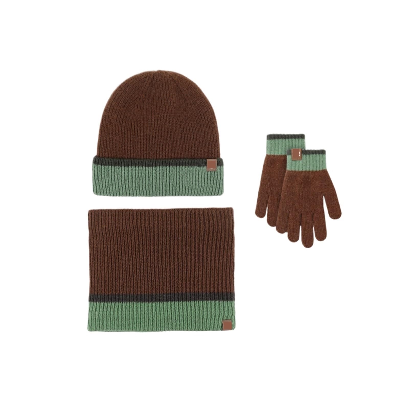 Set Cappello Sciarpa Guanti Cappelli Invernali, Sciarpe E Guanti Antivento Caldi Inverno(Bruin)