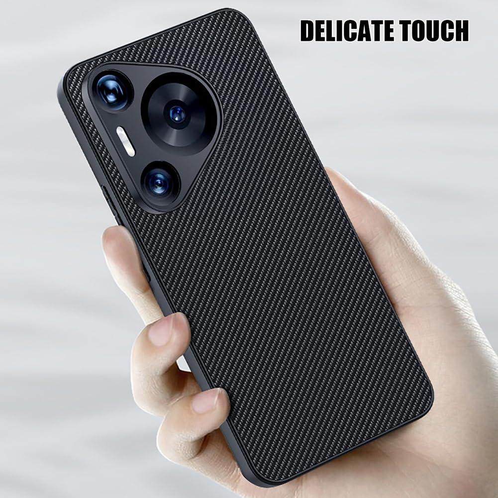 Dünne Hülle für Huawei Pura 80 Ultra/80 Pro/80 Pro+/80, Kohlefaser Muster rutschfeste Schutzhülle Volls Schutz des Objektivs Handyhülle,Schwarz,80 Pro