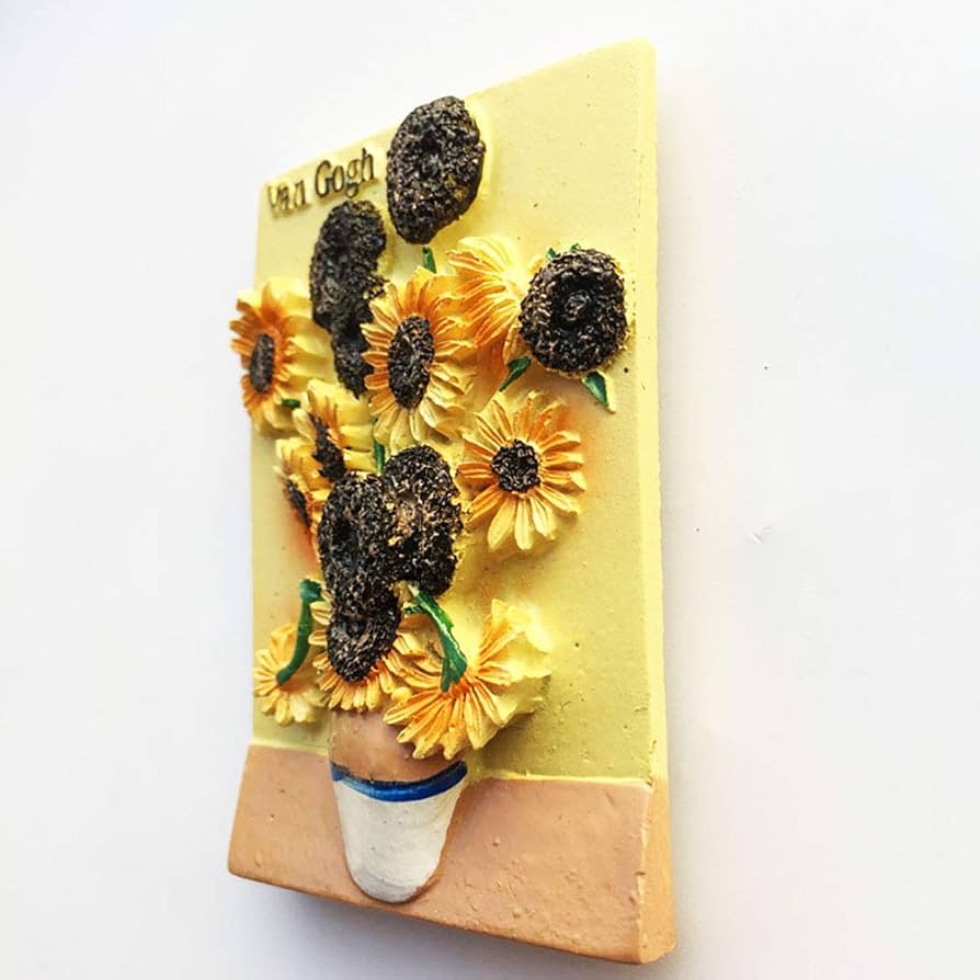 絵画　ひまわり　オランダお土産 Amazon.co.jp: ゴッホ3D絵画ひまわり冷蔵庫マグネット樹脂旅行お