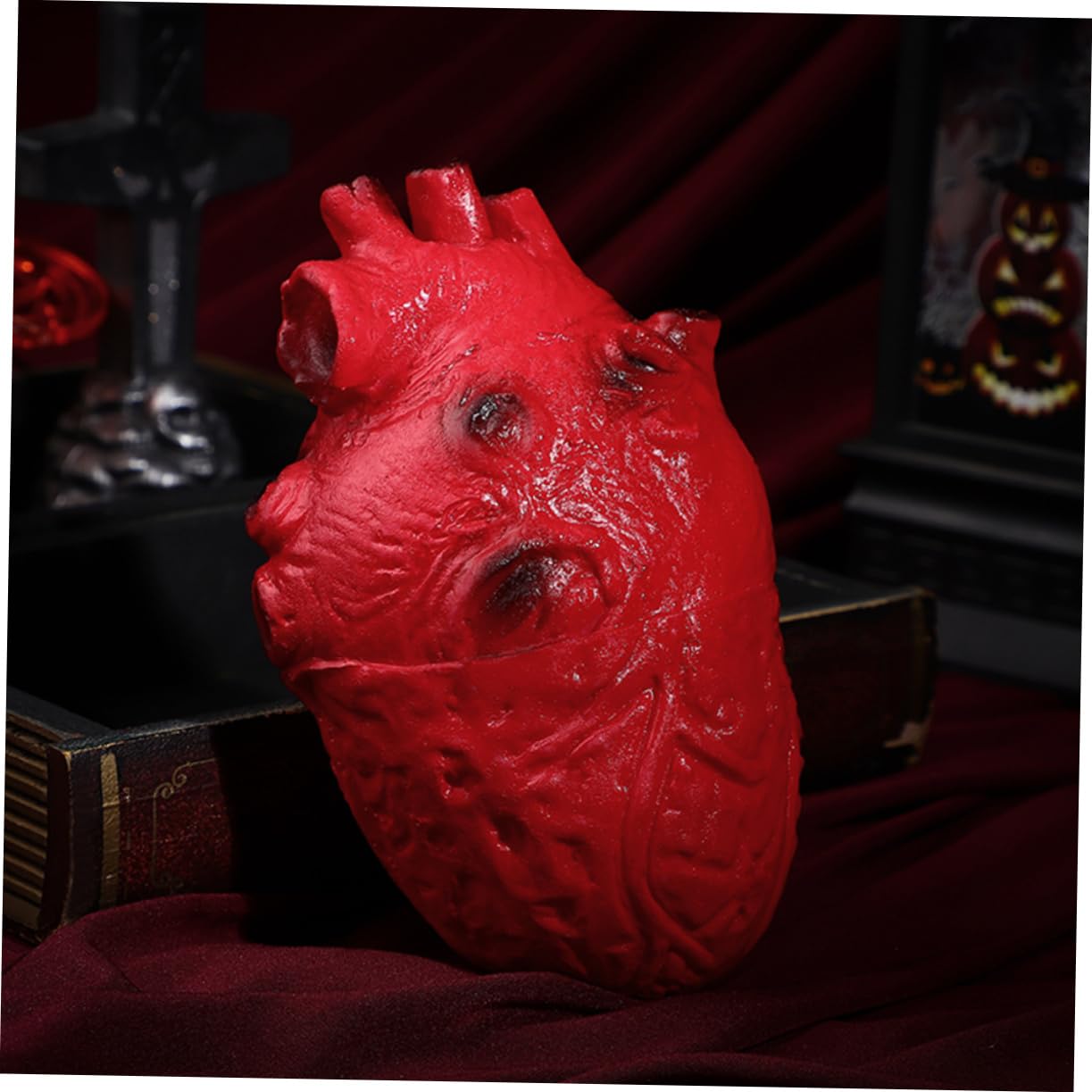 Abaodam 2Pcs Halloween Scary Fake Heart Props Lifelike Simulation Human Organ Decorations for Spooky Home and Pranks Vinyl Material for Parties - Image 3